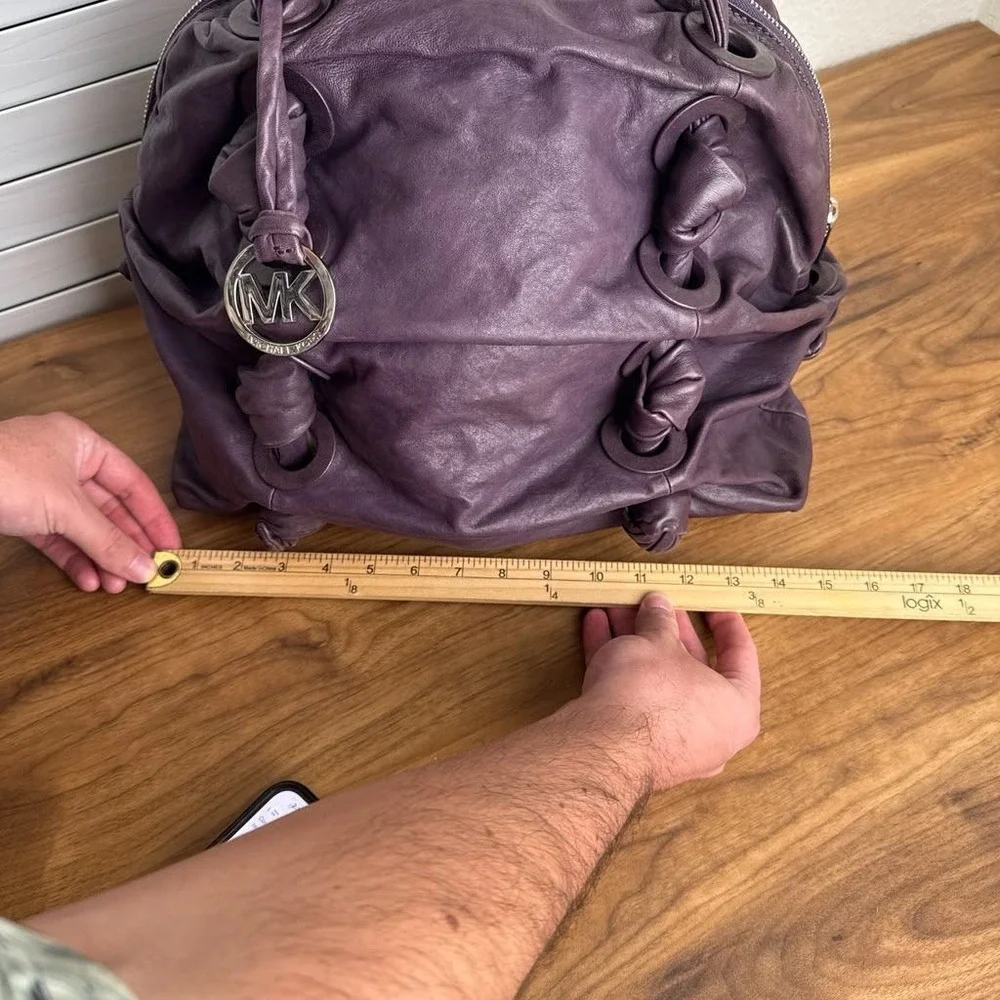 Michael Kors Zuma Y2K Purple Nappa Leather Knotted Satchel UNIQUE